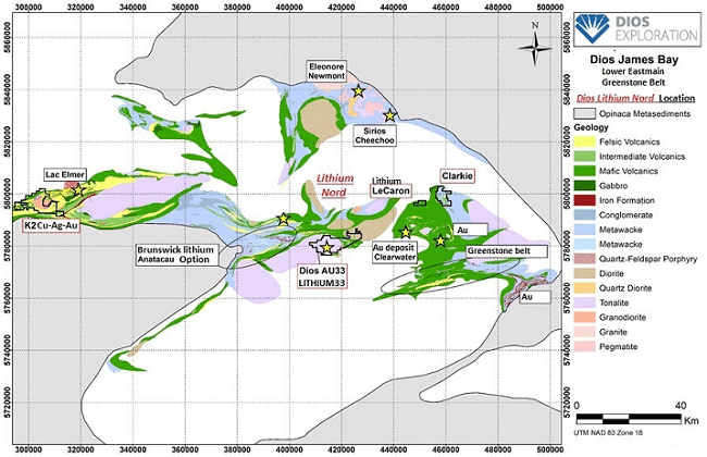 LITHIUM NORTH PROJECT ACQUIRED BY DIOS, JAMES BAY, QUEBEC